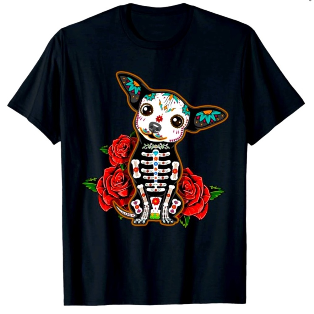 Sugar Skull Dia de los Muertos Puppy T-Shirt XL - NWT
